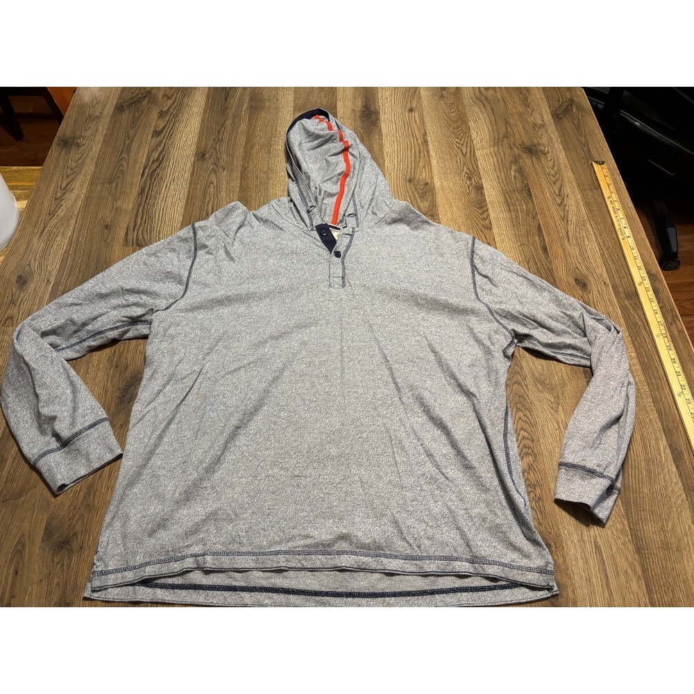 RuffHewn Henley Hoodie Mens Size XL Gray Long Sleeve Pullover Lightweight